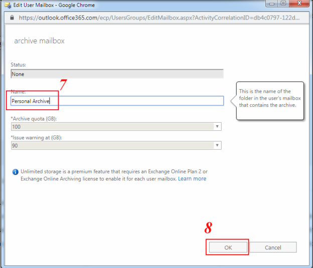 Create Archive Mailbox In Office 365 With Retention Policy 