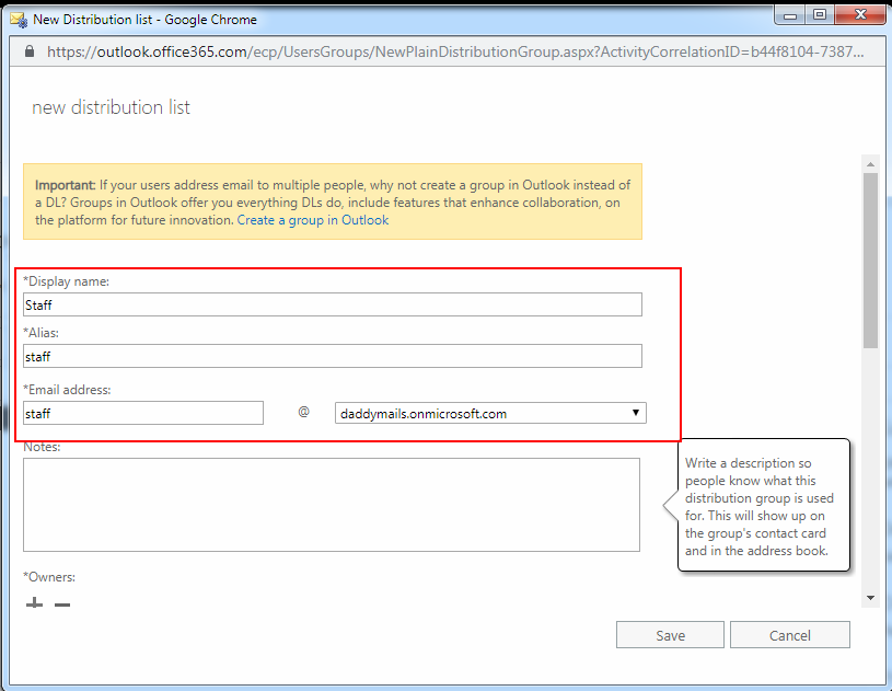 how to create office 365 distribution list