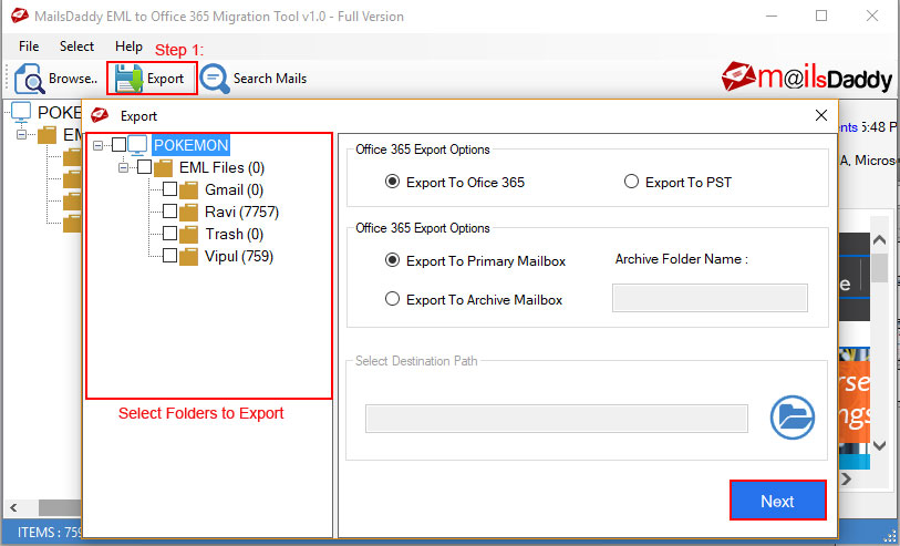 convert window live mail to office 365